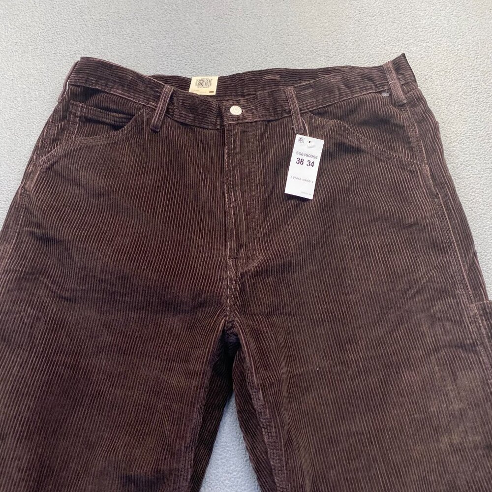 Levis 568 Loose Straight Carpenter Pants Brown Corduroy Workwear Size 38x34 - Picture 16 of 16
